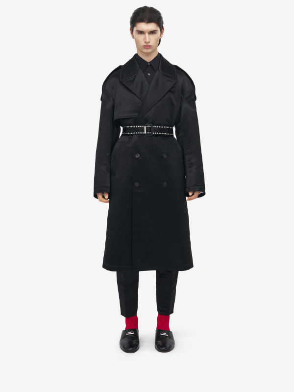ALEXANDER MCQUEEN - Hammered Satin Trench Coat - Item 826376QRACB1000
